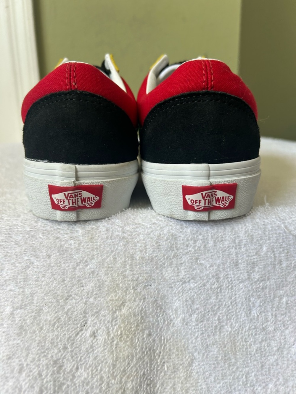 NWOB Vans Multicolor Low Top Sneakers with Red Upper and Black Toe - Picture 6 of 14